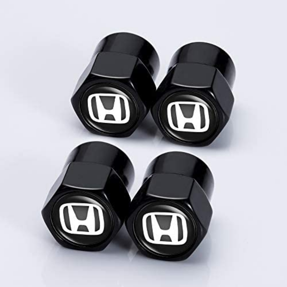 Honda, Car valve cap, black, 4 in a set